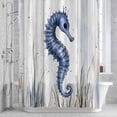 thumbnail image 2 of Ocean Seahorse Bathroom Shower Curtain, Retro Medieval Coastal Wood Grain Waterproof Washable Soft Bath Curtain for Bathtub Decor with 12 Hooks&Grommet, 54x78 Inch, 2 of 9