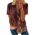 thumbnail image 2 of Mode Décontractée pour Femmes Chemises Imprimées Manches Courtes Tee-Shirts Amples Tunique Blouse Hauts pour Femmes Hauts Manches Courtes pour Femmes Imprimé Floral Hauts pour Femmes, 2 of 5