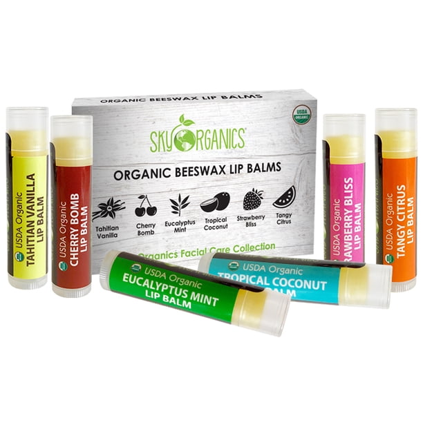 Usda Organic Lip Balms By Sky Organics 6 Count Assorted Flavors Cruelty Free Lip Balms With Coconut Oil And Vitamin E Natural Lip Balm For Dry Lips Made In Usa Walmart Com