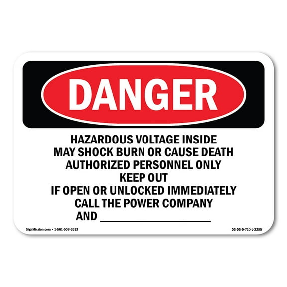 OSHA Danger Sign - Hazardous Voltage Inside May Shock Burn | Decal | Protect Your Business, Construction Site, Shop Area |  Made in The USA