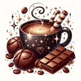 thumbnail image 1 of Colorful Coffee and Pastry Roses Canvas Rhinestone 5D DIY Diamond Embroidery Kits Art, 35*35 cm, frame not included., 1 of 4