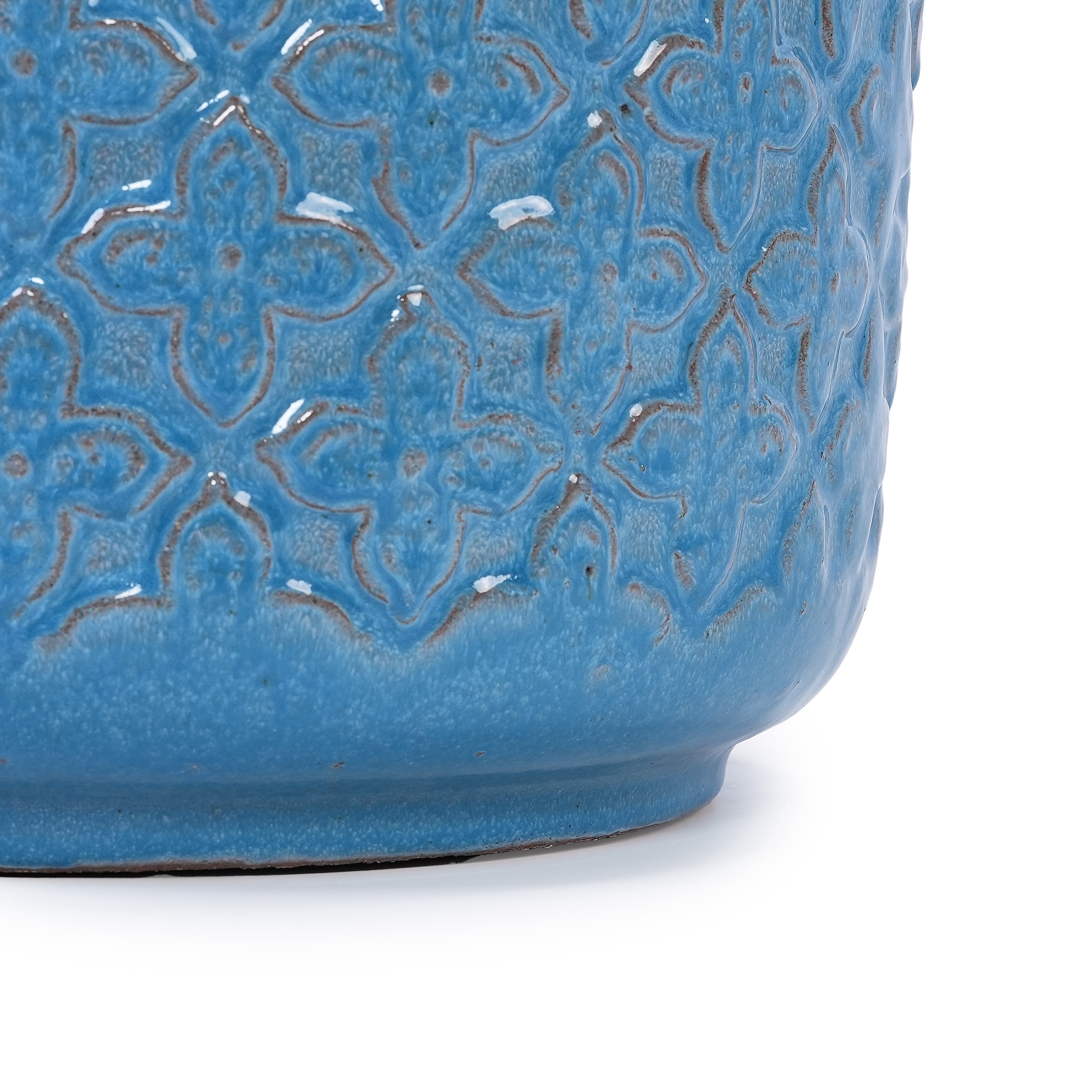 MAYEERTY 3 Pack Ceramic Plant Pots, Planter for Indoor Outdoor Patio, Garden, Blue