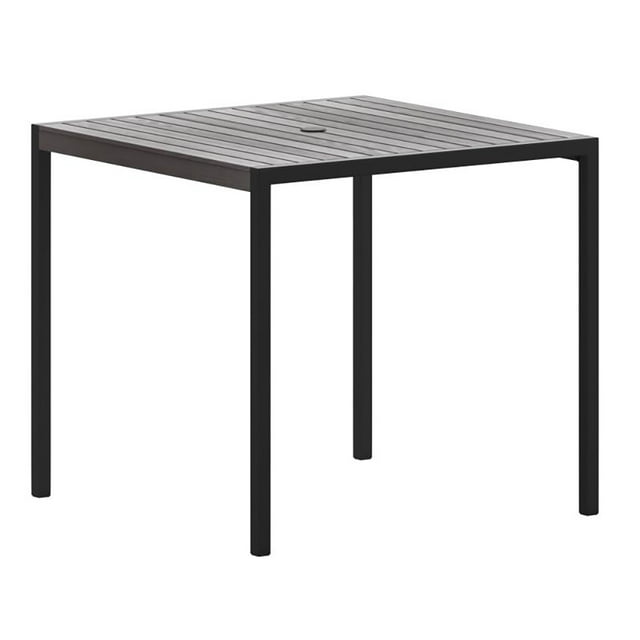 Flash Furniture XU-DG-UH8100-GY-GG Rectangular Outdoor Dining Table w/ Umbrella Holder - Steel, Gray