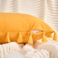 thumbnail image 3 of REGALWOVEN Pack of 2 Velvet Soft Solid Decorative Throw Pillow Covers Bohemian Pillowcases with Tassels for Sofa Bedroom Couch Yellow 20" x 12", 3 of 6