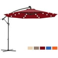 thumbnail image 4 of Gymax 10Ft Patio Solar LED Outdoor Offset Hanging Umbrella w/ 24 Lights Burgundy, 4 of 9