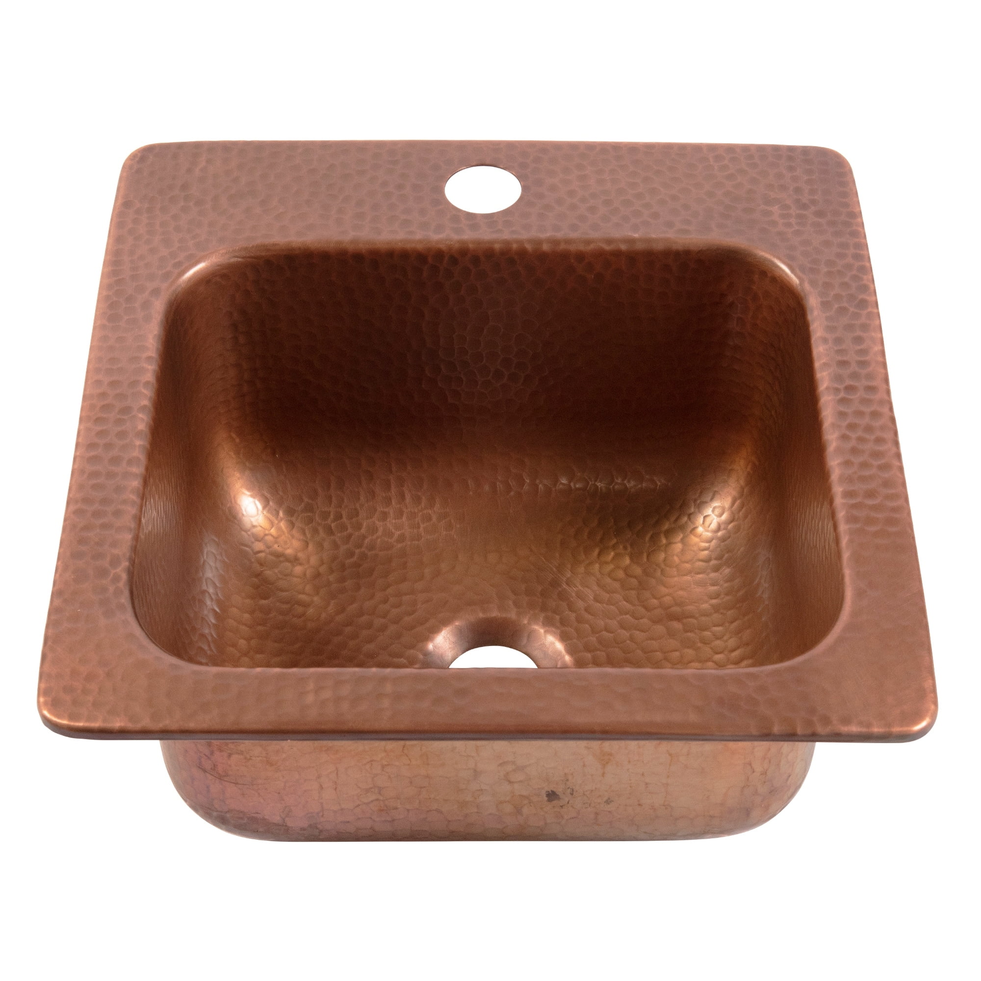 Sinkology Angelico Copper 15" Single Bowl Drop-In Kitchen Sink with 1 Hole