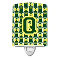 thumbnail image 1 of Carolines Treasures CJ1075-QCNL Letter Q Football Green & Yellow Ceramic Night Light, 1 of 1
