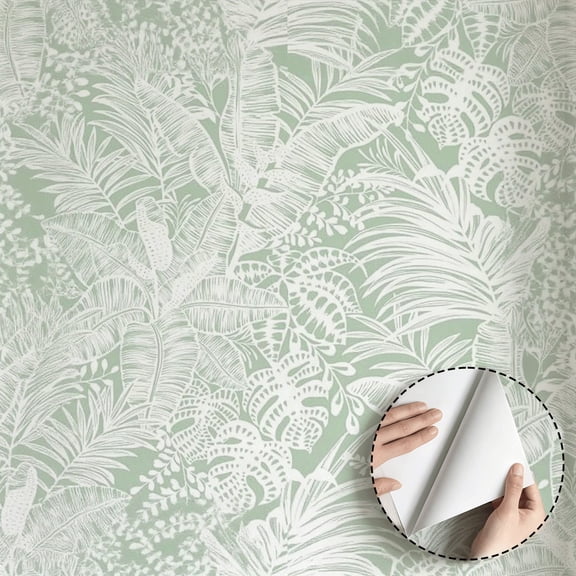 Boho Tropical Palm Leaf Wallpaper Modern Minimalist Aesthetic Waterproof Peel and Stick Wallpaper Home Decor for Living Room Bedroom Bathroom Kitchen Cabinet Drawer 17.7 * 118 in