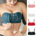 thumbnail image 2 of CAROOTU Strapless Lace Drawstring Bandeau for Daliy Push up Sponge Bra with Detachable Strap for Wedding, 2 of 7