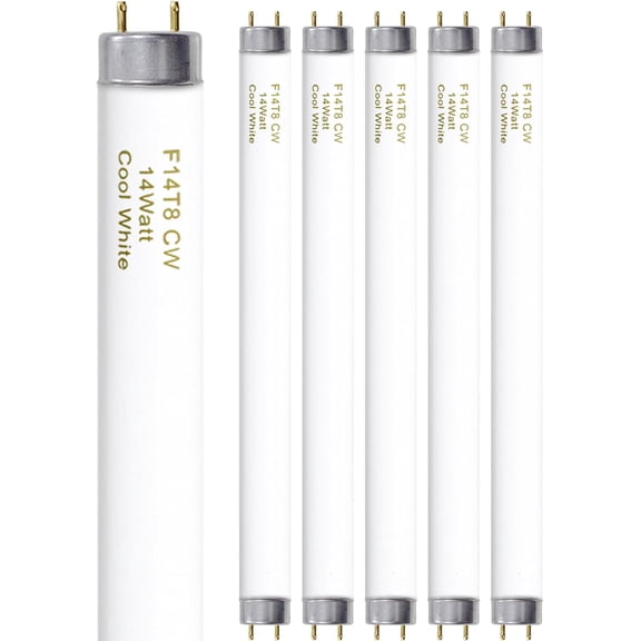 YANTON F14T8/CW 14W Fluorescent Tube, T8 Fluorescent Light Bulb 4100K 14 Watt, 15 Inches, G13 Medium Base, 650 Lumen, 6 Pack