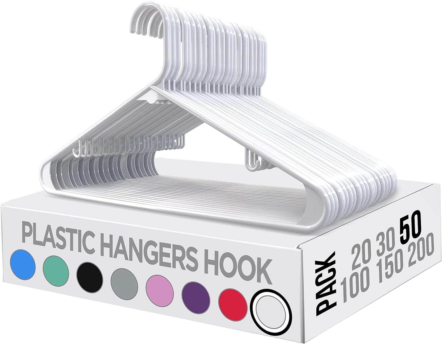 Plastic Hangers 50 Pack - Space Saving Clothes Hanger - Durable & Strong Closet Organizers and Storage with Built-in Strap Hooks - Essential for Shirts, Pants, Skirts & Coats (Aqua)