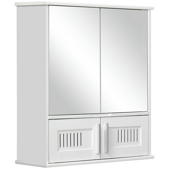 kleankin Bathroom Mirror Cabinet with Double Doors and Adjustable Shelf