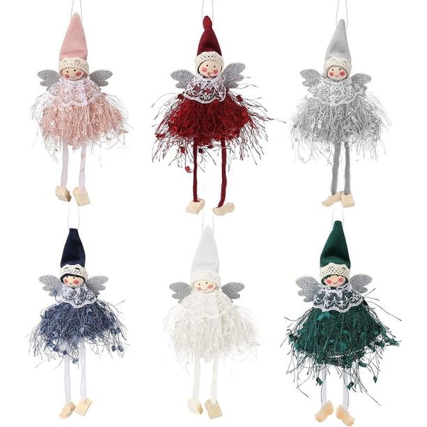 Piezas Adorno de Ángel de Muñeca de Navidad Muñeco de Ángel de Alce Decoración de Navidad Adorno Colgante de Ángel de Navidad Adorno de Decoraciones para Fiestas en el Hogar de Árbol de Navidad para
