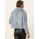 thumbnail image 4 of Abrigo mullido de piel sintética con solapa de muesca y chaqueta recortada para mujer Otoño Invierno Gris XS, 4 of 6