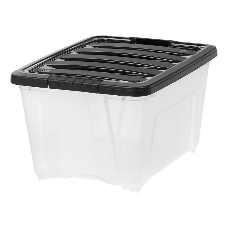 IRIS USA 32 Quart Stackable Plastic Storage Bins with Lids and Latching  Buckles, 4 Pack Clear/Black, Containers with Lids and Latches
