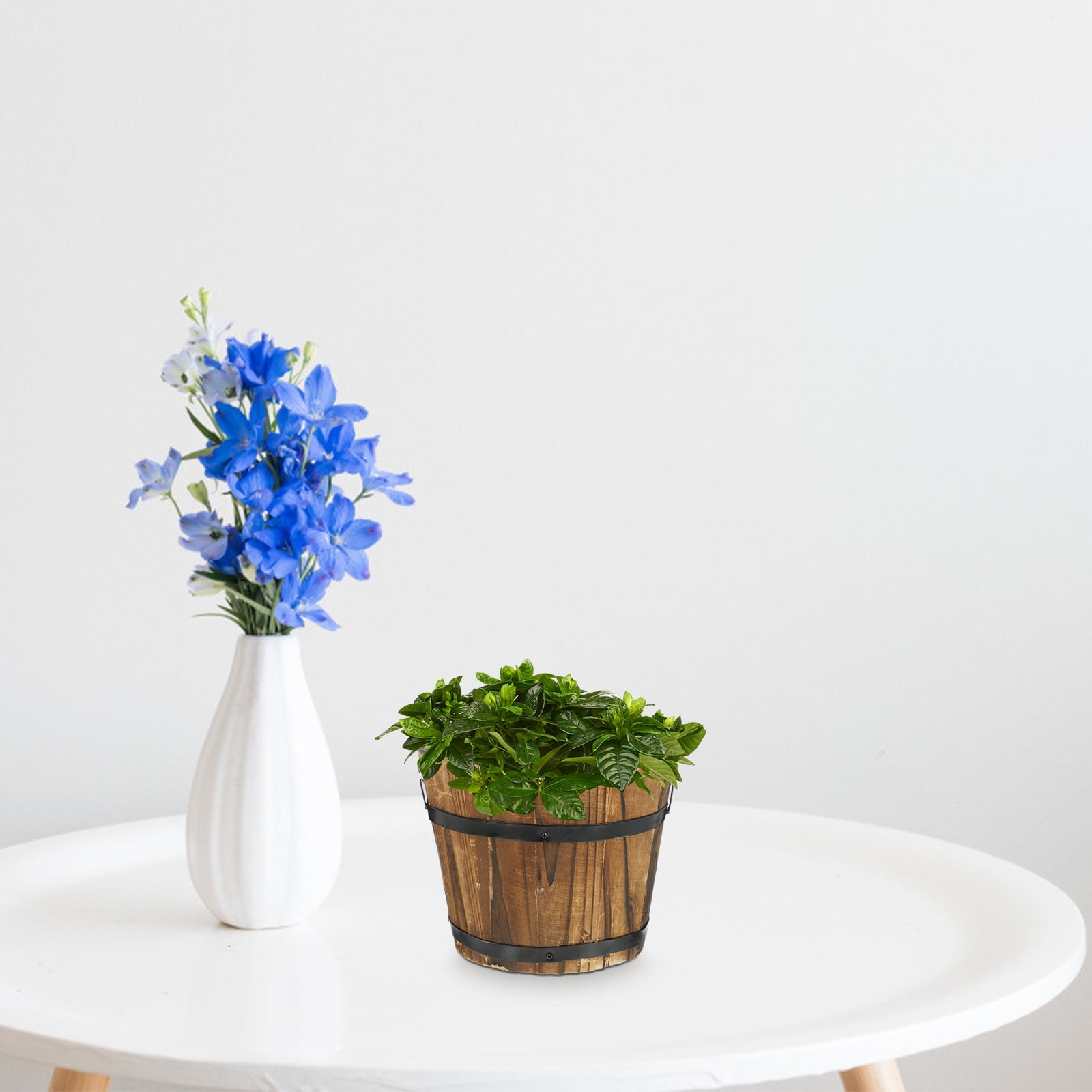Large Wooden Plant Pot Bucket for Garden , Round Wood Planter Vase