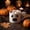 White, variant on Harvest Orange Pumpkin Face Halloween Mugs, Festive Jack-O-Lantern Ceramic Coffee Cup with Spooky Ghost Handle, Cozy Morning Latte Tableware, Vivid Orange Variant, 1 Pack