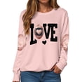 thumbnail image 7 of felwors Women Casual Long Sleeve Sweatshirts Love Print Shirt Plus Size Oversized Sweaters Pullover Casual Tops Pink, L, 7 of 7