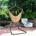 thumbnail image 3 of Sunnydaze Caribbean Style Extra Large Hanging Rope Hammock Chair Swing with Stand - 300 lb Weight Capacity - Tan, 3 of 10