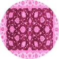 thumbnail image 1 of Ahgly Company Indoor Round Oriental Pink Traditional Area Rugs, 4' Round, 1 of 4