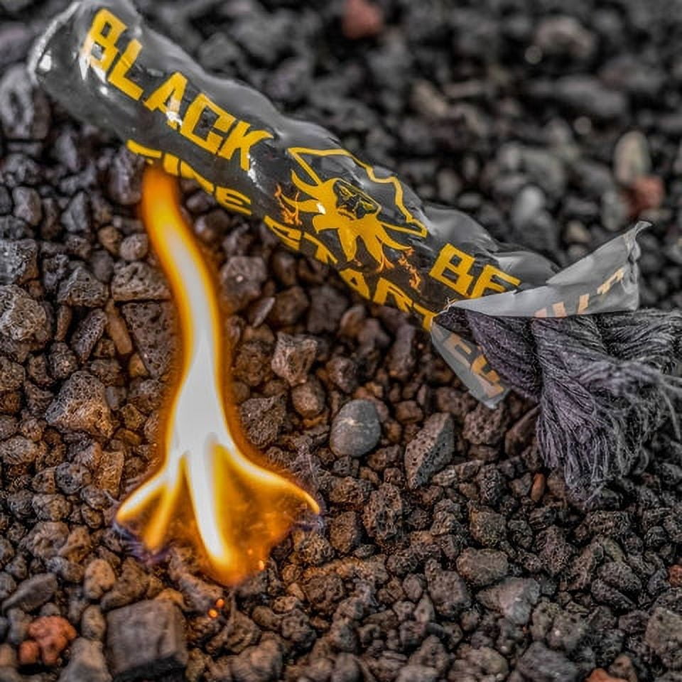 Black Beard Fire Starter Rope 3 Pack (3 Ropes) | 100% Weatherproof Fire Starter for Campfires | Can Light 50+ Fires with Over 4.5 Hour Burn Time | Emergency Survival Kits | Made in USA