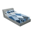 thumbnail image 2 of Ambesonne Blue Fitted Sheet & Pillow Sham Set, Diamond Shaped Patchworks, Twin, Blue Black, 2 of 2