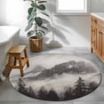thumbnail image 4 of National Parks 3ft Area Rug, Canadian Smokey Mountain Cliff Idyllic Washable Non-Slip Small Round Rugs for Entryway Bedroom Kitchen, Soft Circle Carpet for Dining Room, Playroom Nursery Rug, 4 of 9