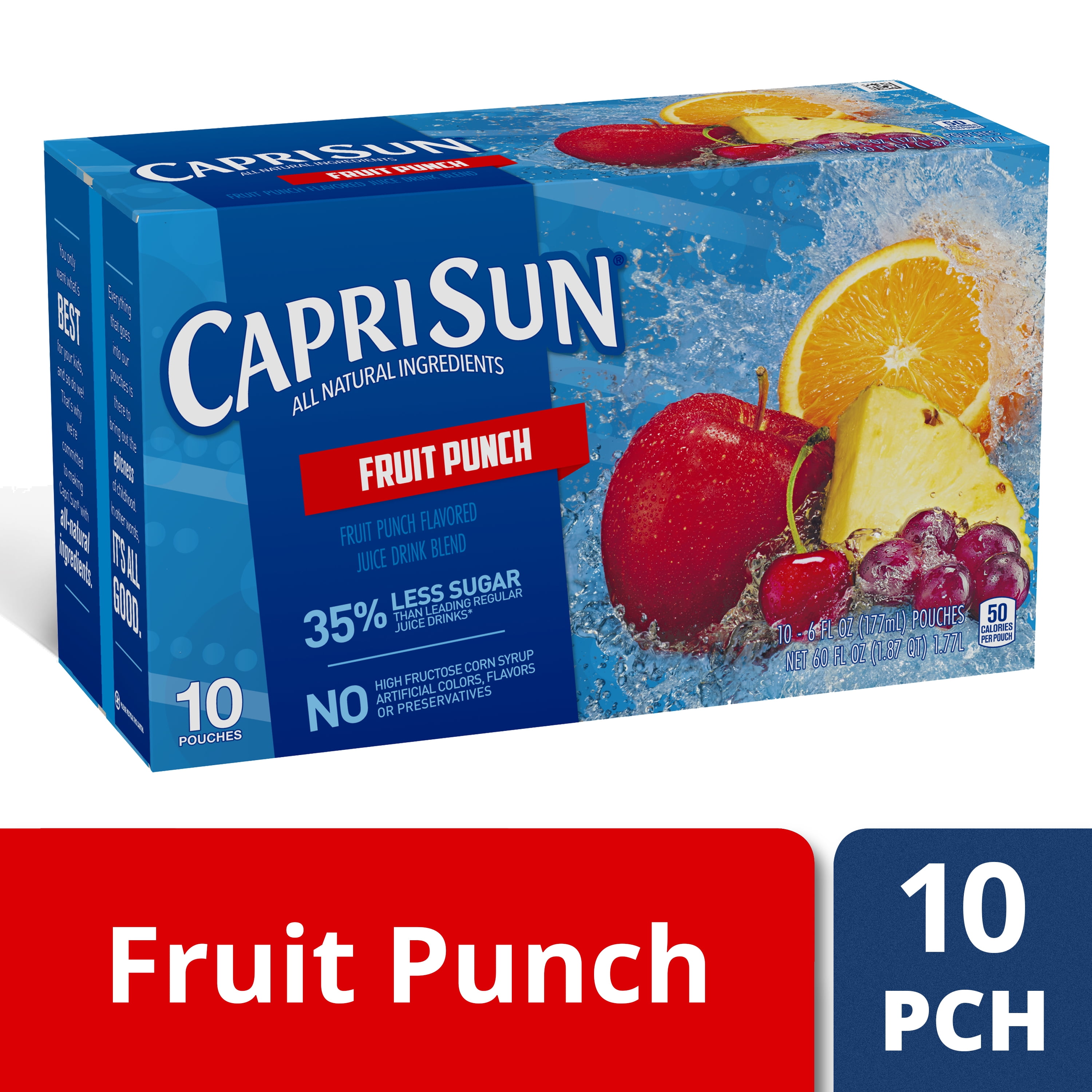 Capri Sun Fruit Punch Flavored Juice Drink Blend 10 Ct Pouches 600 Fl Oz Box 7228