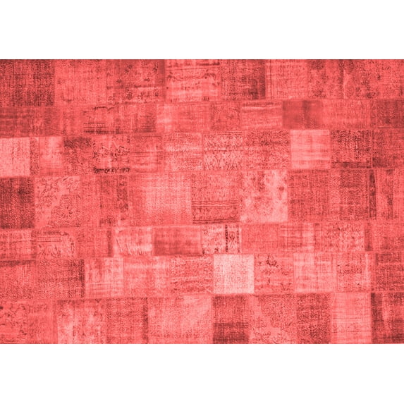 Ahgly Company Indoor Rectangle Patchwork Red Transitional Area Rugs, 2' x 4'