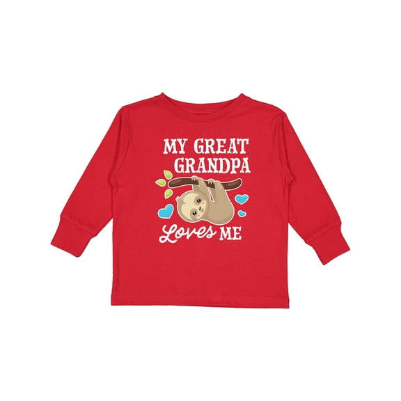 Inktastic My Great Grandpa Loves Me with Sloth and Hearts Boys or Girls Long Sleeve Toddler T-Shirt