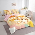 thumbnail image 2 of jejeloiu Rainbow Cloud Cat 7pcs Bedding Comforter Set Kids,Dreamy Kitten Print Queen Bedding Sets,Reversible, 2 of 7