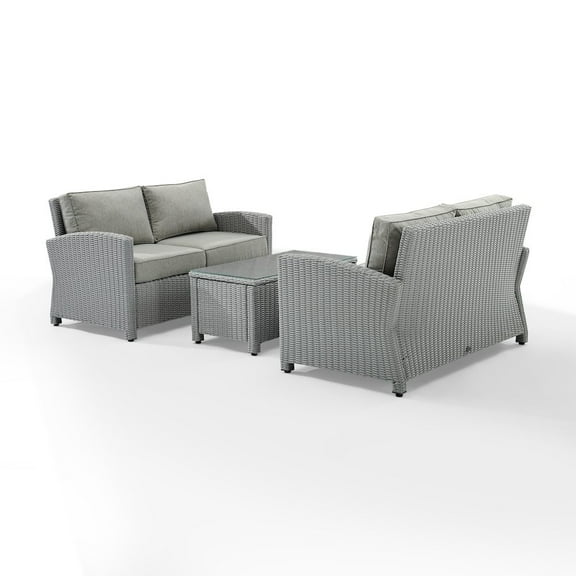 Crosley Bradenton 3 Piece Patio Sofa Set in Gray