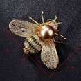 thumbnail image 6 of Honey Bee Brooches Crystal Insect Themed Bee Brooch Animal Fashion Shell Pearl Brooch Pin Gold Tone, 6 of 7
