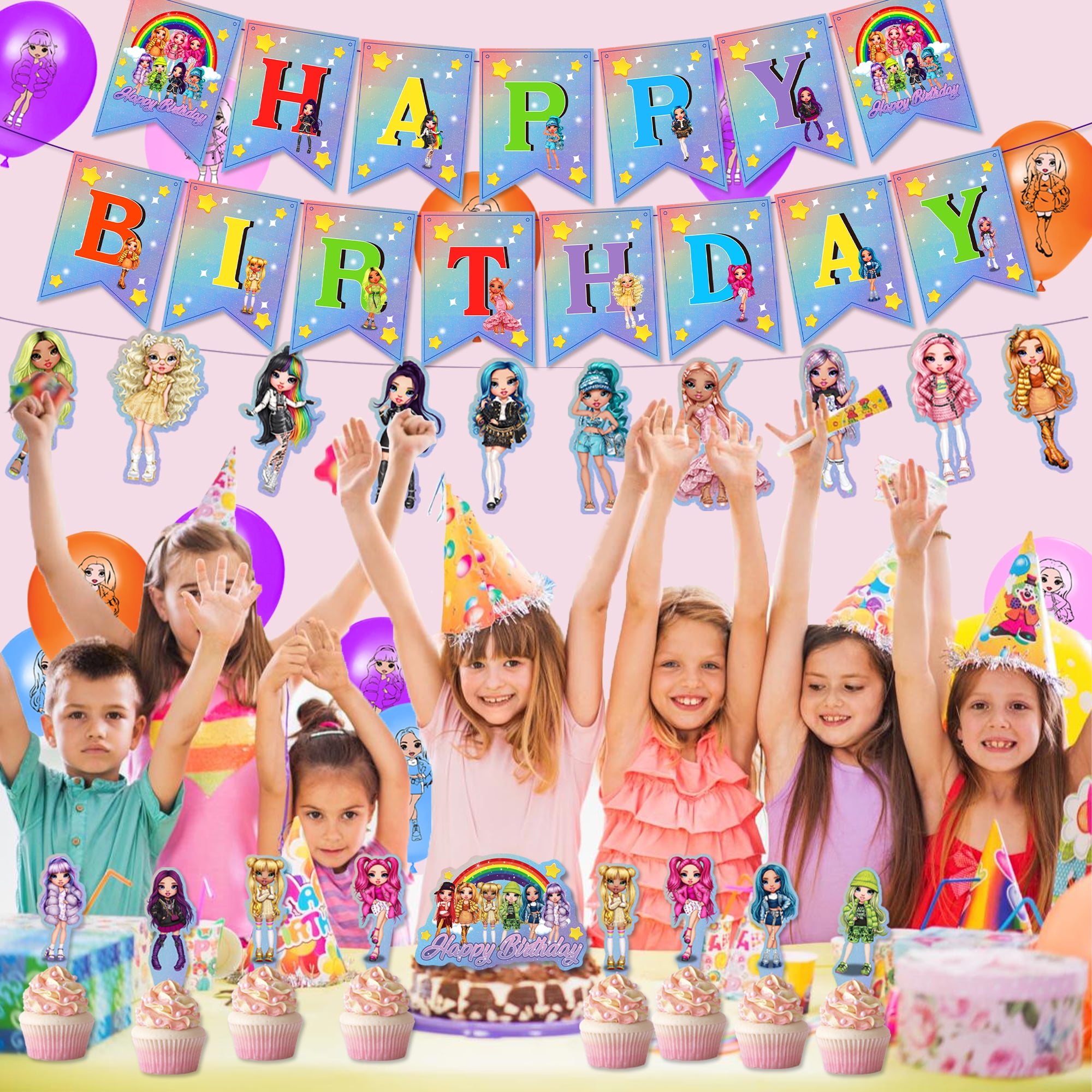 Rainbow High Birthday Party Decorations  Rainbow High Dolls Birthday  Decorations - Ballons & Accessories - Aliexpress