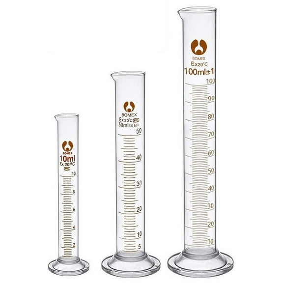 Graduated Cylinder 10mL, 50mL, 100mL (SET OF 3) Borosilicate Glass - Laboratory Grade by Sponix BioRx