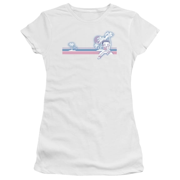 Betty Boop Reto Surf Band S/S Junior Women's T-Shirt Sheer White