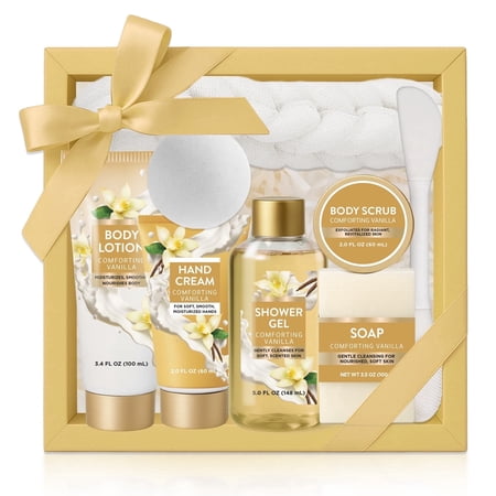 Spa Luxetique Bath Gift Sets for Women, 8 Pcs Vanilla Scent Self Care Kits Gifts for Mom