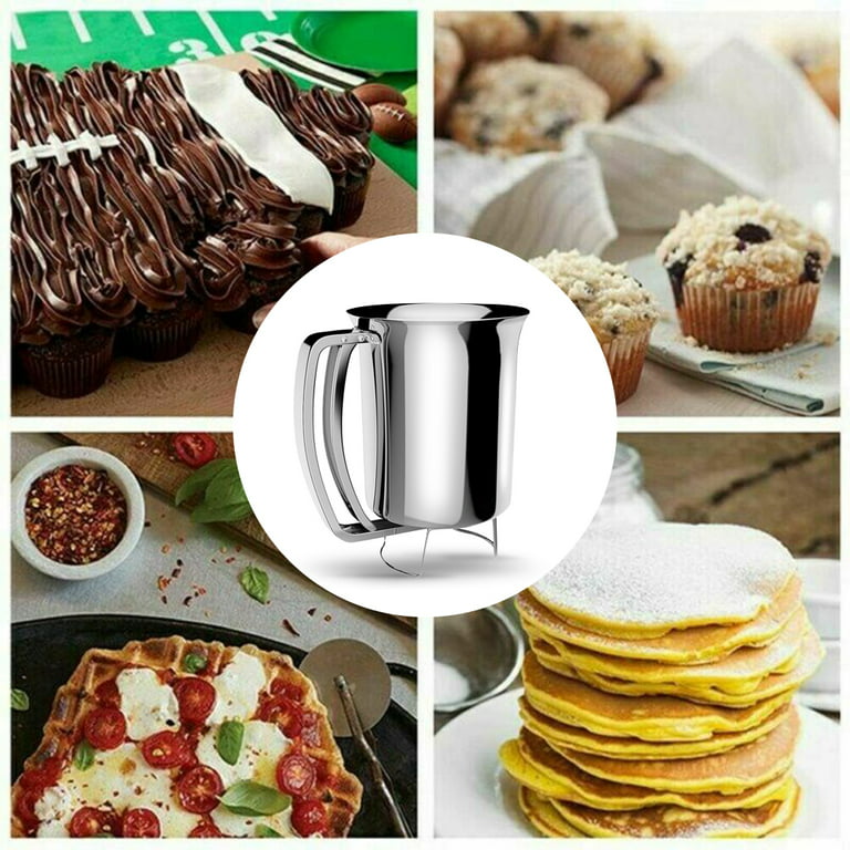 EgieMr Pancake Batter Dispenser for Thick Batter, Funnel Cake Batter  Dispenser Great for Cupcake, Waffle &Takoyaki, Pro Stainless Steel Funnel  for