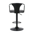 thumbnail image 3 of Eagle Adjustable Height Swivel Gray Faux Leather and Black Wood Bar Stool with Black Metal Base, 3 of 9