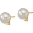 thumbnail image 2 of 14K Yellow Gold 9-10mm White Saltwater Cultured South Sea Pearl .10Ct Dia Earrings Made In Canada xf470e, 2 of 5
