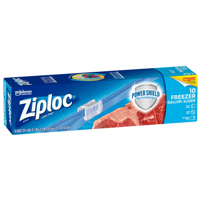 Ziploc® Brand Freezer Gallon Bags, Large Food Storage Bags, 10 Count, Plastic Bags