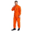 thumbnail image 4 of Zaldita Unisex Adult Long Sleeve Reflective Stripes Coverall Workwear Mechanic Suit High Visibility Overall Orange 195/5XL, 4 of 7
