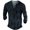 Navy blue, variant on Long Sleeve Vintage Washed Men Casual Henley Shirt Male Button Down Blouse