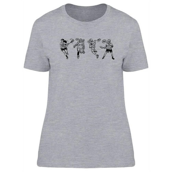 Lacrosse Players Sketch T-Shirt Women -Image by Shutterstock, Female x-Large