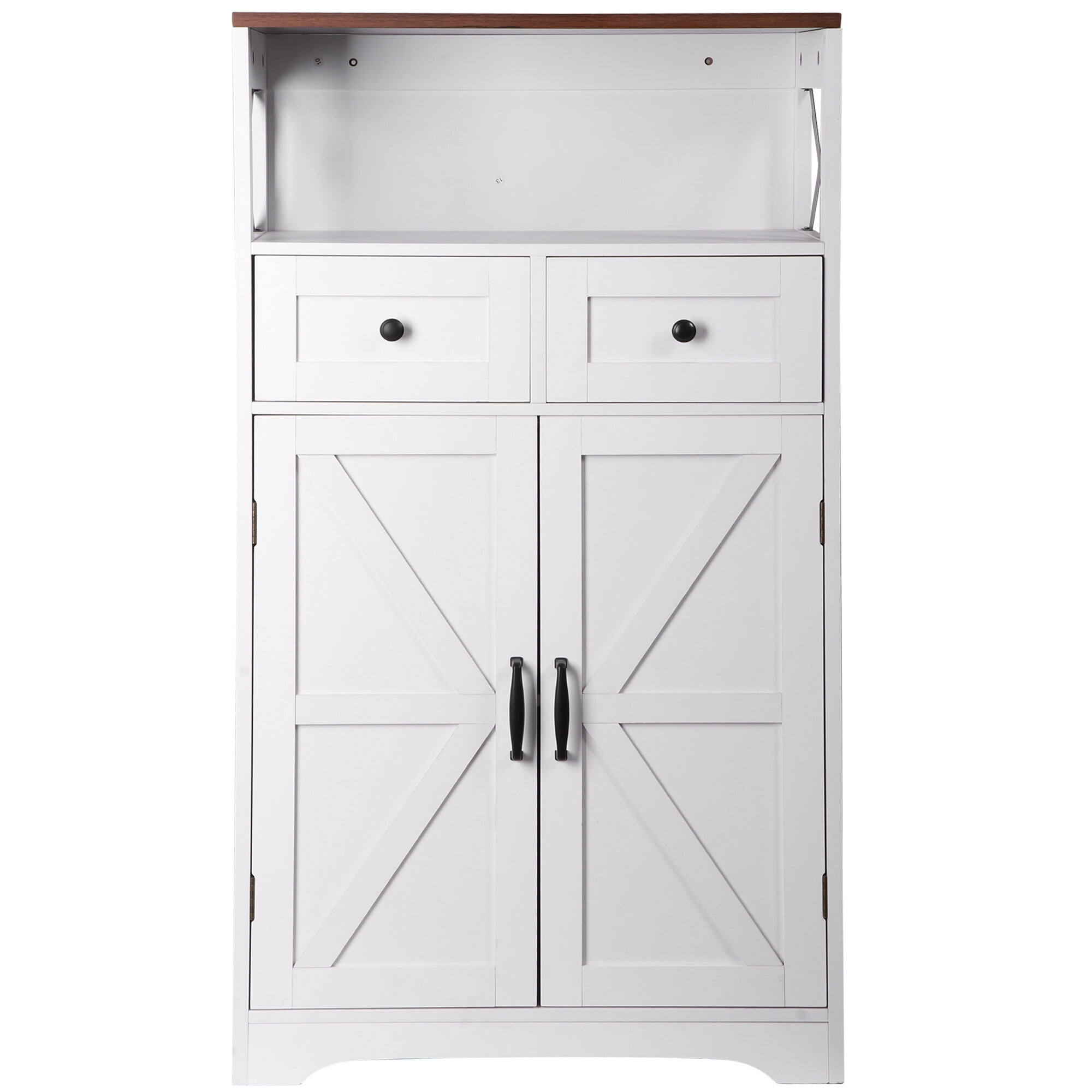 ZENSTYLE Storage Cabinet with 2 Drawers Durable Storage Organizer Floor Cupboard Home Decor White