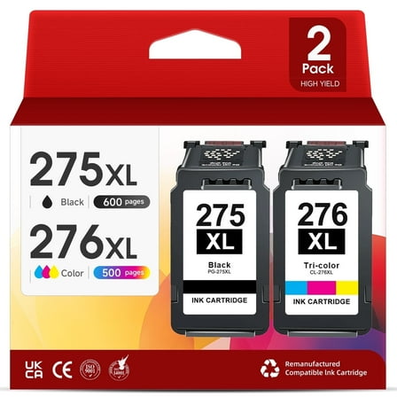 275XL Ink Cartridges Compatible for Canon ink 275 and 276 for Canon PG 275 CL276 Ink for Pixma TS3522 TS3520 TS3500 TR4722 (2 Pack)