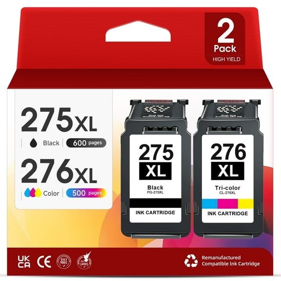 275XL Ink Cartridges Compatible for Canon ink 275 and 276 for Canon PG 275 CL276 Ink for Pixma TS3522 TS3520 TS3500 TR4722 (2 Pack)