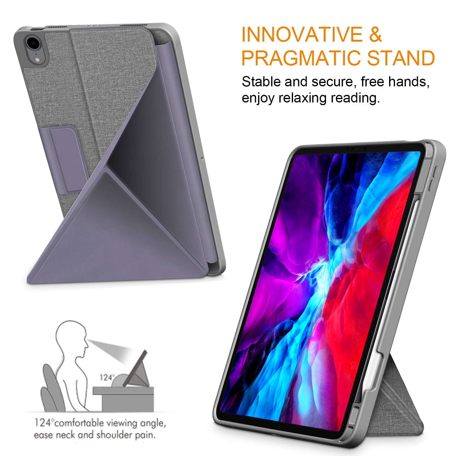 Allytech iPad Air 5 4 Case,[Supports Pencil 2nd Gen Charging] Slim Auto Sleep Wake Multi Angle Stand Smart Shell Shockproof Case Cover for Apple iPad Air 5th 4th Generation 10.9", BlackGray