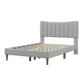 thumbnail image 5 of Full Size Upholstered Platform Bed Frame with Vertical Channel Tufted Headboard, Modern Linen Fabric Full Bed Frames with Wood Slats Support,No Box Spring Needed,Gray, 5 of 8