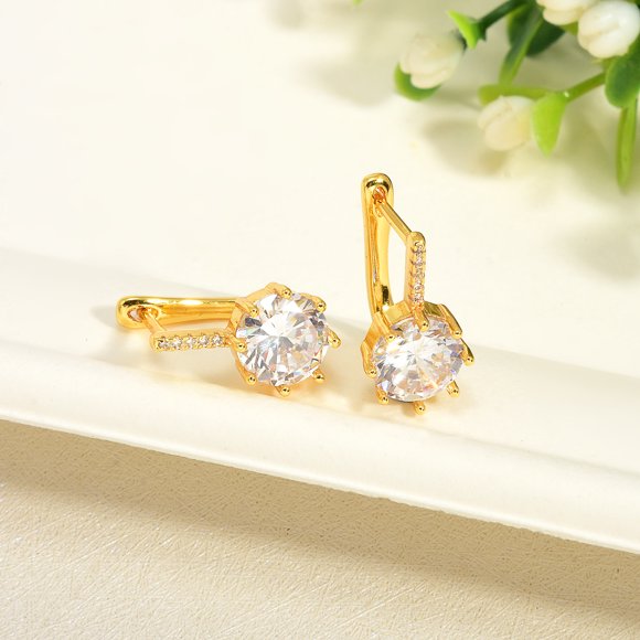 Super Big Crystal Drop Earrings Gold And Silver Cool Zircon Earrings for Men and Women